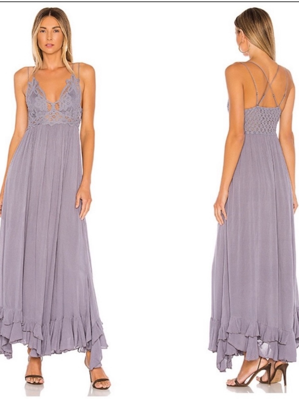Free People Adella Maxi Slip Dress in Color Slate
